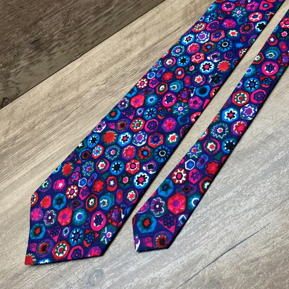 Vintage Rohde Royce Tie Psychadelic‎ Geometric Mens OS Multi USA Retro Statement